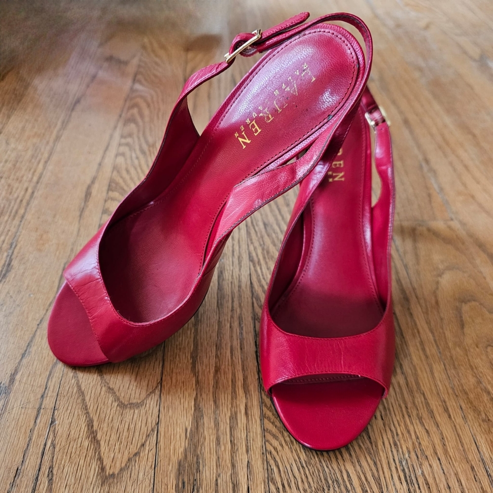 NEW! Ralph Lauren red leather sandals size 7.5M